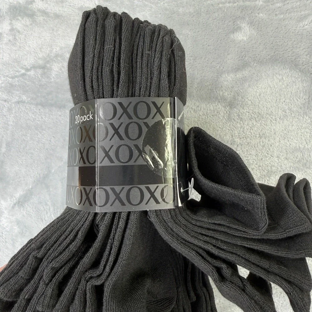 XOXO Womens Low Cut Socks 20 Pack Black Shoe Size 4-10 Value Bundle New